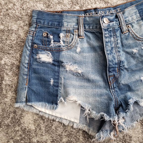 SOLD LOT AE | Vintage High Rise Ultra Distressed Festival Denim Jean Shorts 2 - Picture 2 of 12